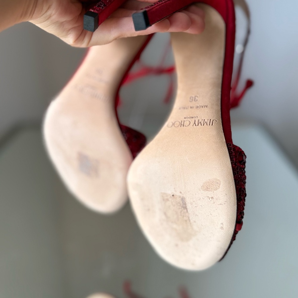 Like new JIMMY CHOO Talaya 100 Crystal Embellished suede sandals 36 - Picture 8 of 15